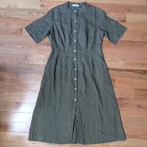 Everlane Frolic button up Linen Shirtdress Dress Green Womens Size 6 Cottagecore